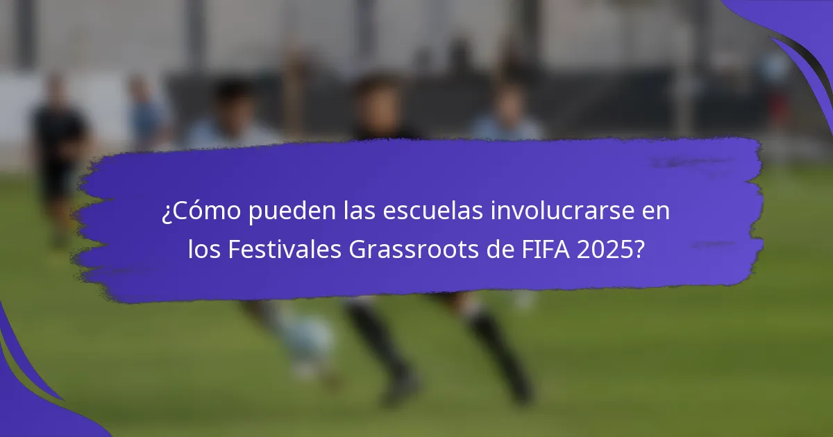 ¿Cómo pueden las escuelas involucrarse en los Festivales Grassroots de FIFA 2025?