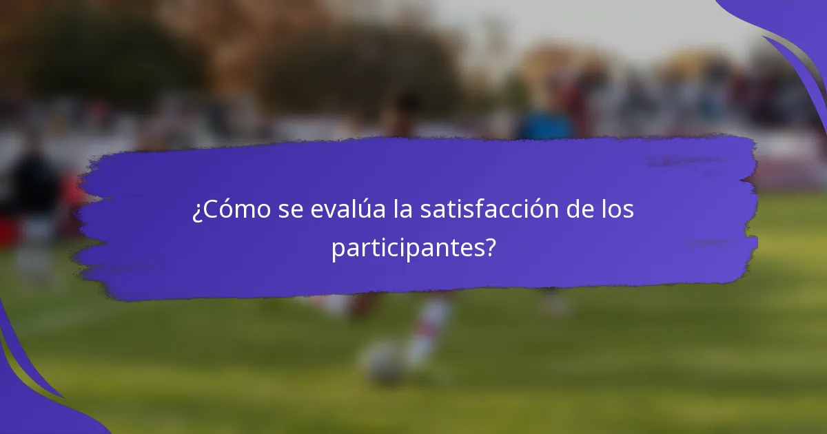 ¿Cómo se evalúa la satisfacción de los participantes?