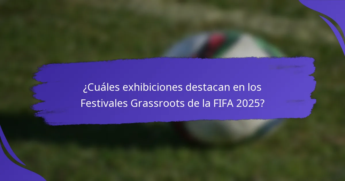 ¿Cuáles exhibiciones destacan en los Festivales Grassroots de la FIFA 2025?