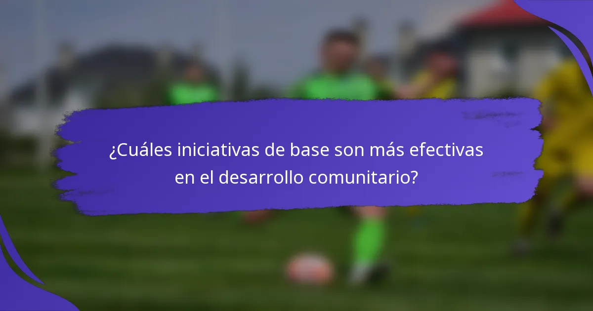 ¿Cuáles iniciativas de base son más efectivas en el desarrollo comunitario?