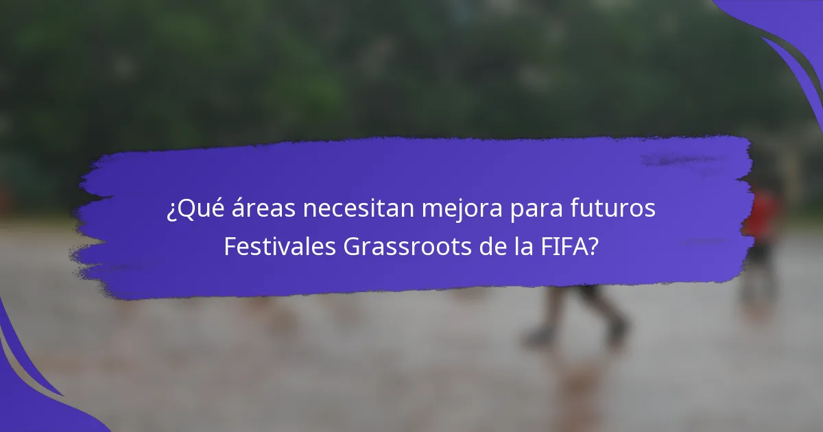 ¿Qué áreas necesitan mejora para futuros Festivales Grassroots de la FIFA?