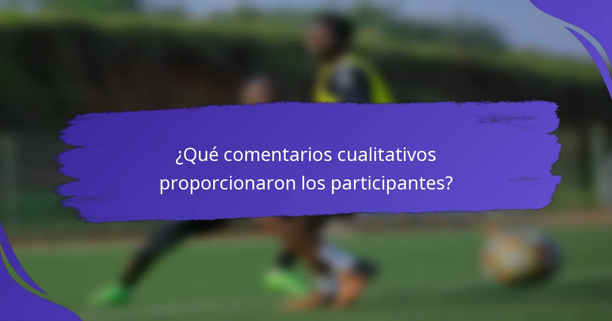 ¿Qué comentarios cualitativos proporcionaron los participantes?