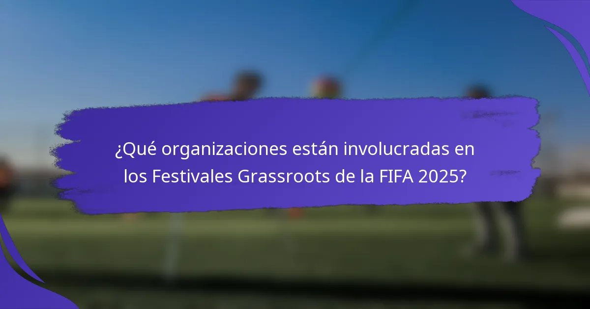 ¿Qué organizaciones están involucradas en los Festivales Grassroots de la FIFA 2025?